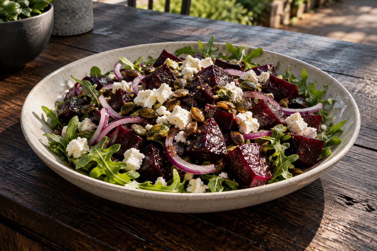 Beetroot & Feta Salad – homemade traditional South African recipe, plated and ready to serve