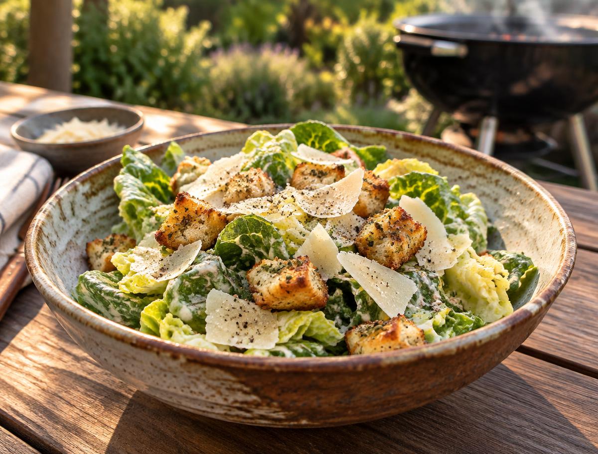 Caesar Salad – homemade traditional South African recipe, plated and ready to serve