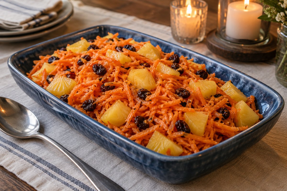 Carrot & Pineapple Salad – homemade traditional South African recipe, plated and ready to serve