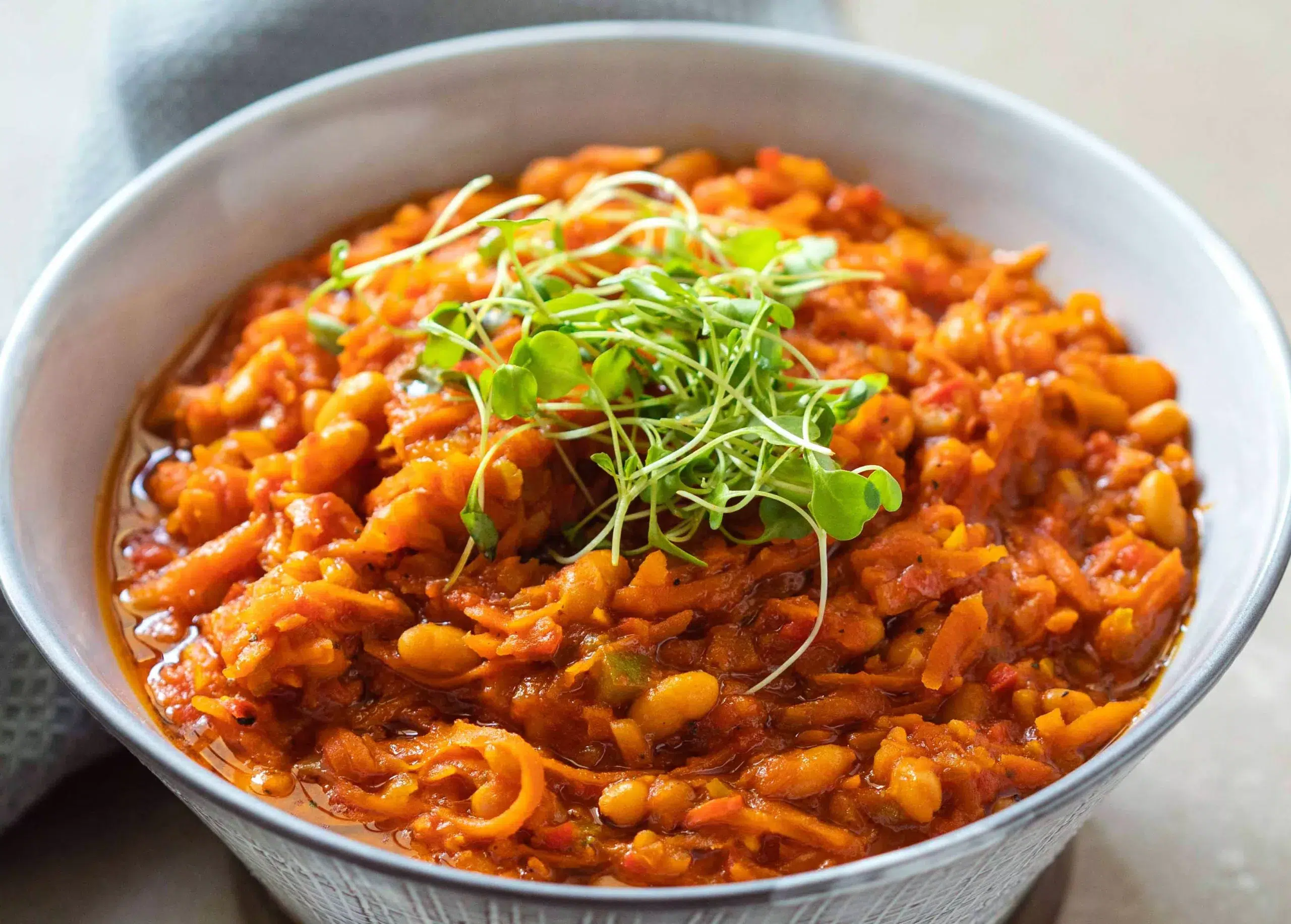 Traditioinal Chakalaka – homemade traditional South African recipe, plated and ready to serve