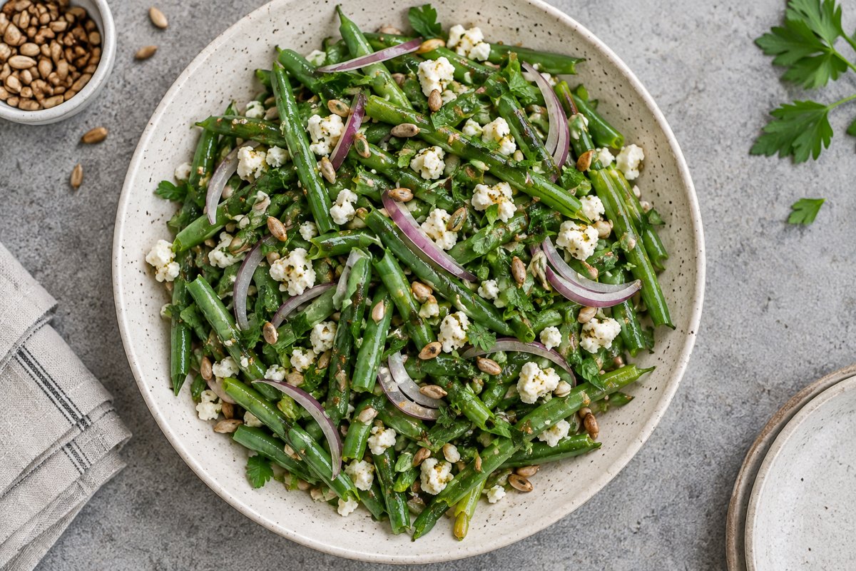 Green Bean Salad – homemade traditional South African recipe, plated and ready to serve