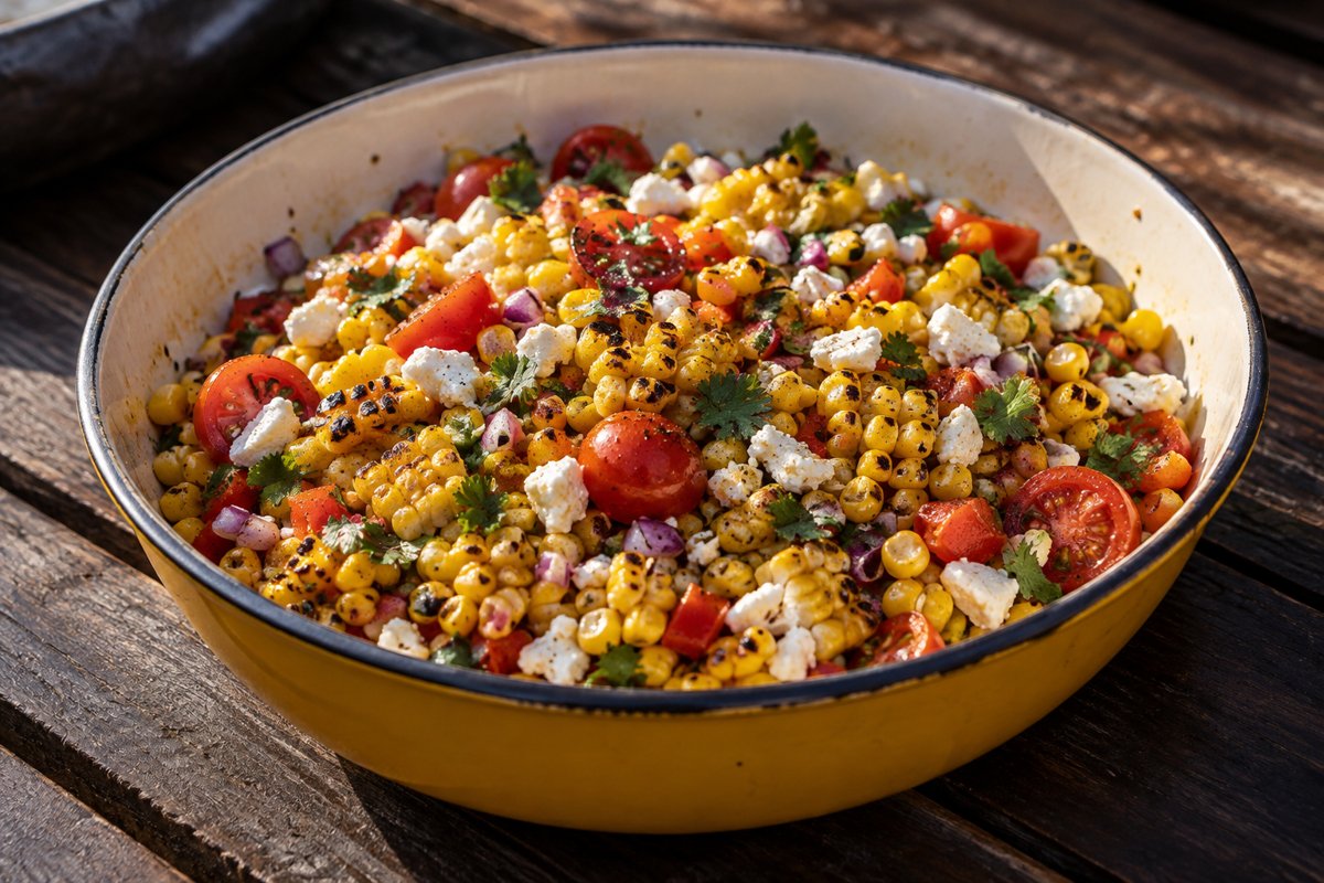 Grilled Mielie Salad – homemade traditional South African recipe, plated and ready to serve