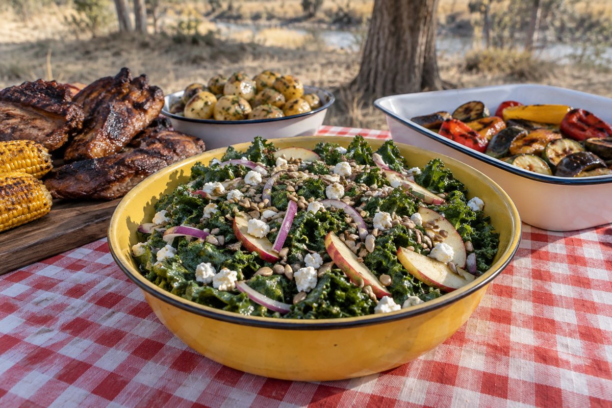 Kale Salad – homemade traditional South African recipe, plated and ready to serve