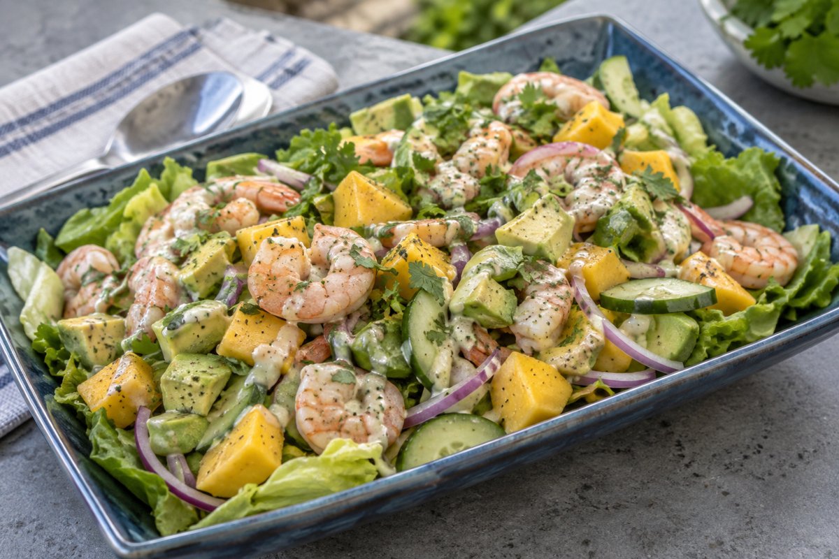 Prawn Salad – homemade traditional South African recipe, plated and ready to serve