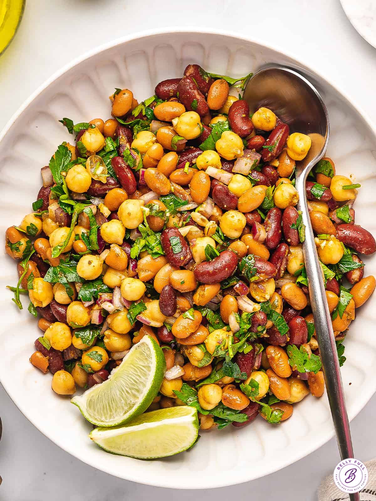 Three Bean Salad – homemade traditional South African recipe, plated and ready to serve