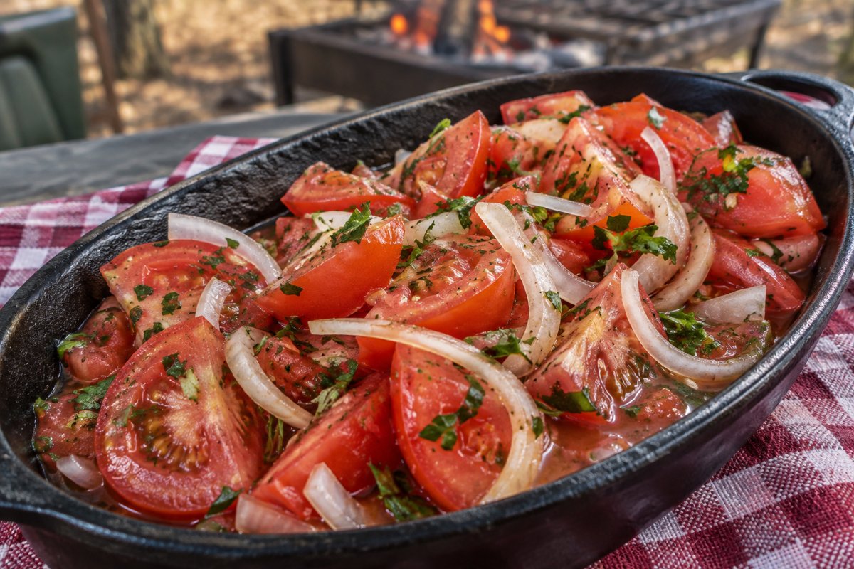 Tomato & Onion Salad – homemade traditional South African recipe, plated and ready to serve