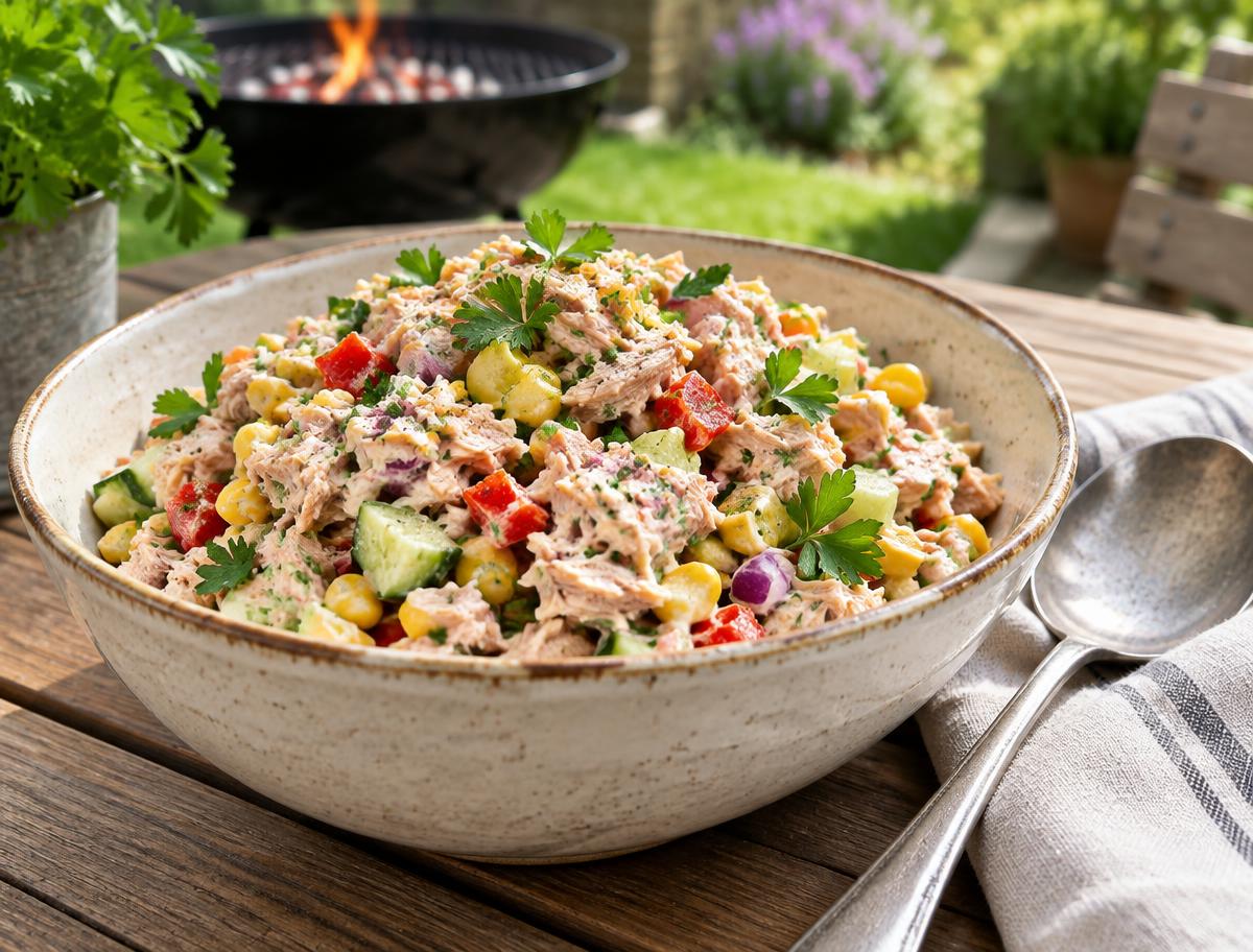 Tuna Salad – homemade traditional South African recipe, plated and ready to serve